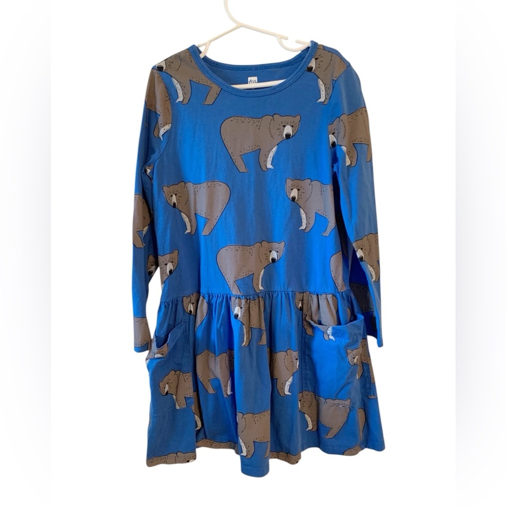 Tea Collection Blue Bear Pattern Dress size 8